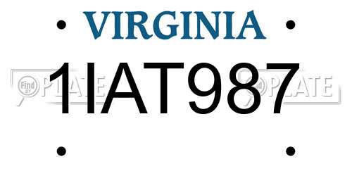 1IAT987 Virginia License Plate
