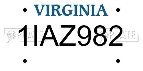 1IAZ982 Virginia License Plate
