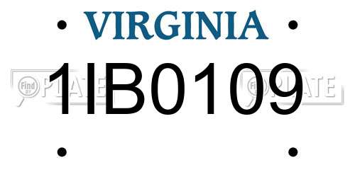 1IB0109 Virginia License Plate