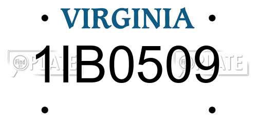 1IB0509 Virginia License Plate