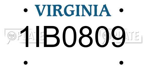 1IB0809 Virginia License Plate
