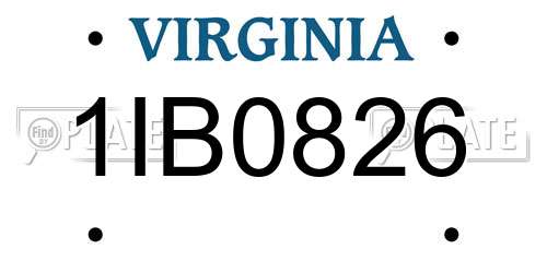 1IB0826 Virginia License Plate