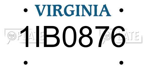 1IB0876 Virginia License Plate