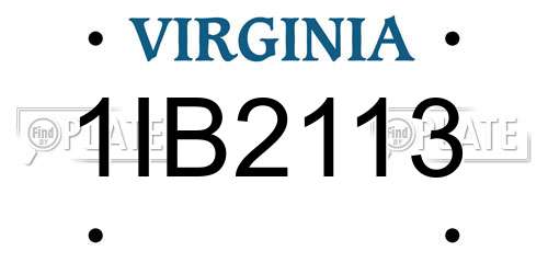 1IB2113 Virginia License Plate