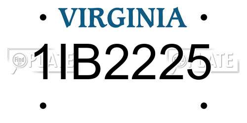 1IB2225 Virginia License Plate