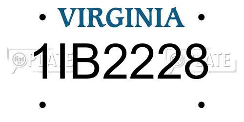 1IB2228 Virginia License Plate