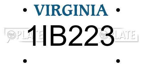 1IB223 Virginia License Plate