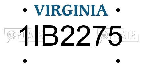 1IB2275 Virginia License Plate