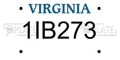 1IB273 Virginia License Plate