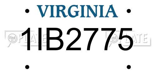 1IB2775 Virginia License Plate