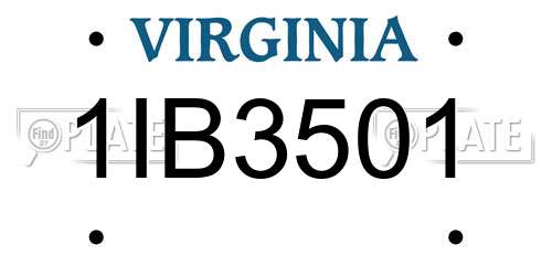 1IB3501 Virginia License Plate