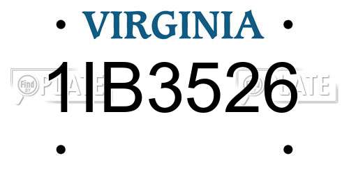 1IB3526 Virginia License Plate