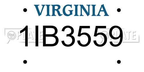 1IB3559 Virginia License Plate