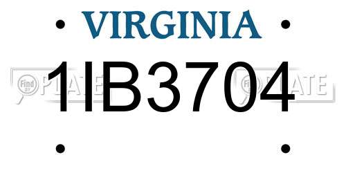 1IB3704 Virginia License Plate