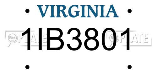 1IB3801 Virginia License Plate