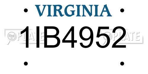1IB4952 Virginia License Plate