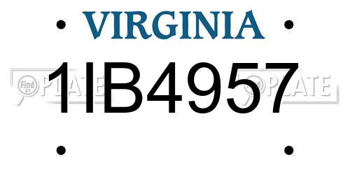 1IB4957 Virginia License Plate