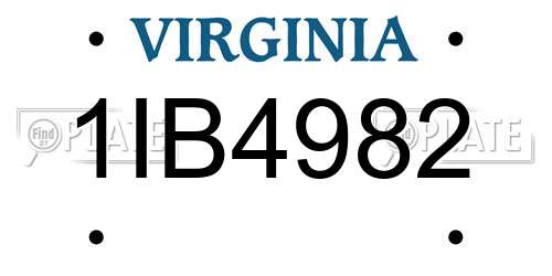 1IB4982 Virginia License Plate