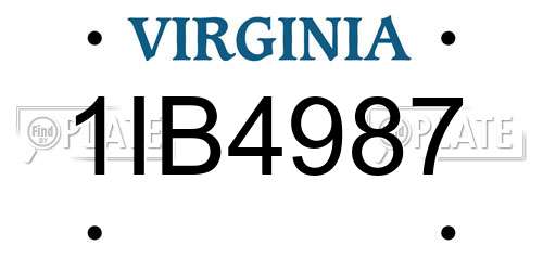 1IB4987 Virginia License Plate