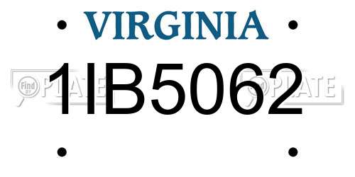 1IB5062 Virginia License Plate