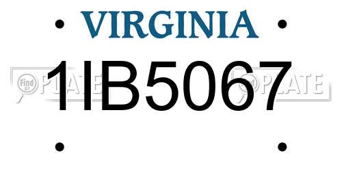 1IB5067 Virginia License Plate