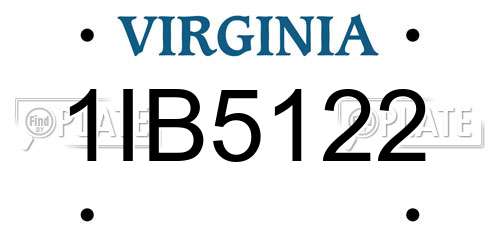 1IB5122 Virginia License Plate