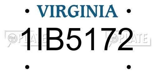 1IB5172 Virginia License Plate
