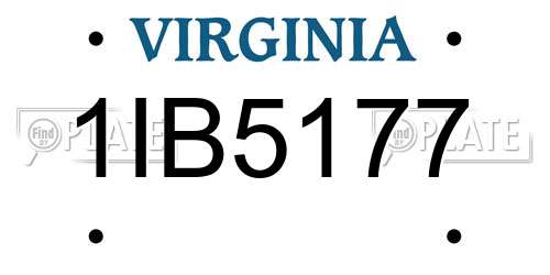 1IB5177 Virginia License Plate