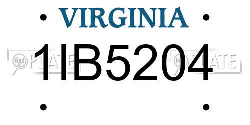 1IB5204 Virginia License Plate