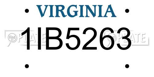 1IB5263 Virginia License Plate