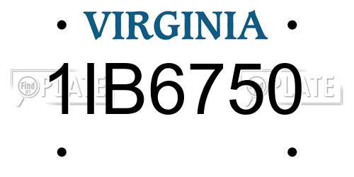 1IB6750 Virginia License Plate