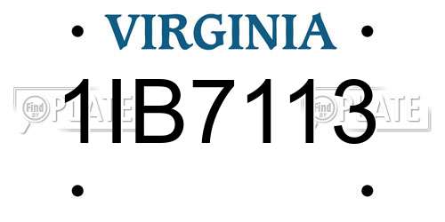 1IB7113 Virginia License Plate