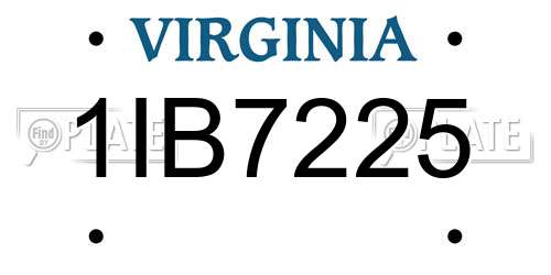1IB7225 Virginia License Plate
