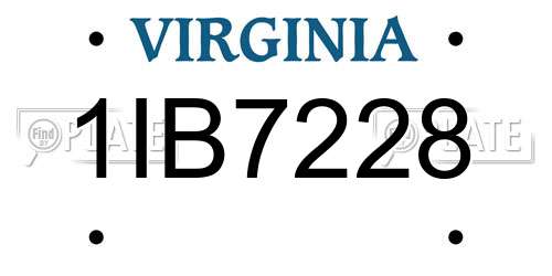 1IB7228 Virginia License Plate