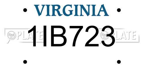 1IB723 Virginia License Plate