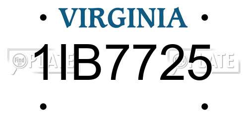 1IB7725 Virginia License Plate