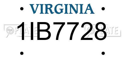 1IB7728 Virginia License Plate