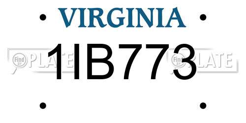 1IB773 Virginia License Plate