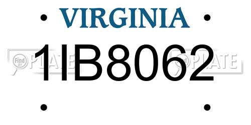 1IB8062 Virginia License Plate