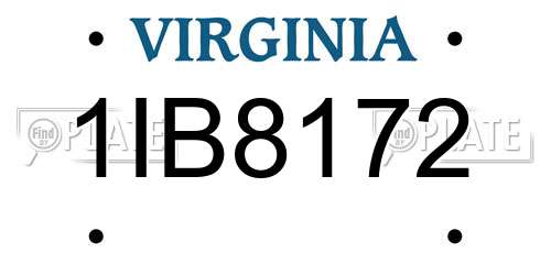1IB8172 Virginia License Plate