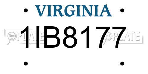 1IB8177 Virginia License Plate