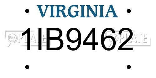 1IB9462 Virginia License Plate
