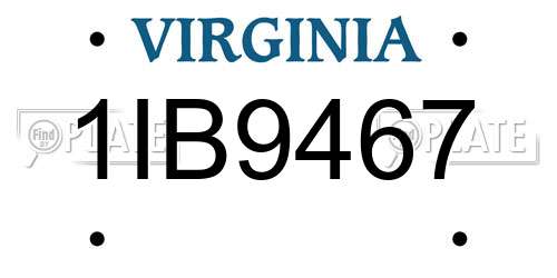 1IB9467 Virginia License Plate