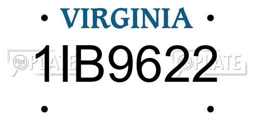 1IB9622 Virginia License Plate