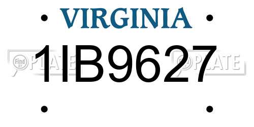 1IB9627 Virginia License Plate