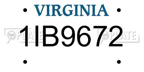 1IB9672 Virginia License Plate