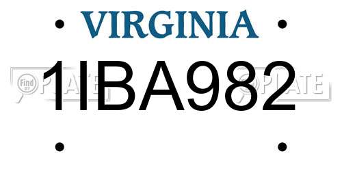 1IBA982 Virginia License Plate
