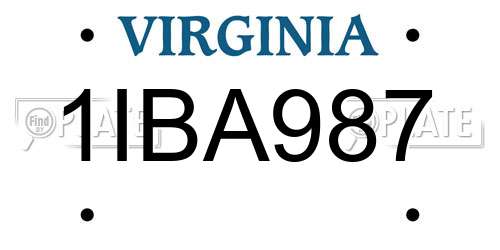 1IBA987 Virginia License Plate