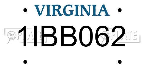1IBB062 Virginia License Plate
