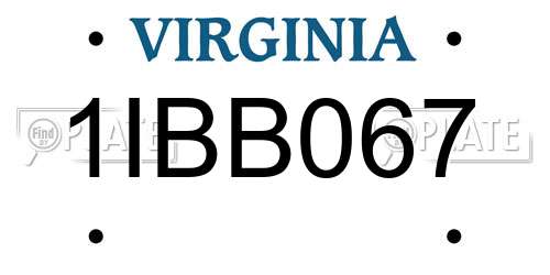 1IBB067 Virginia License Plate